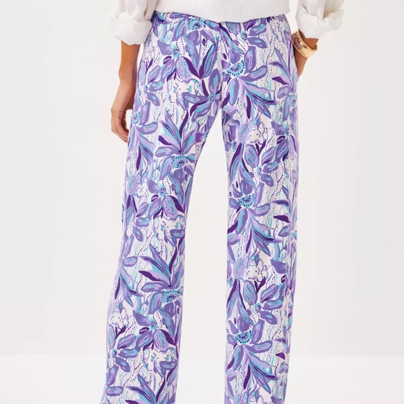 NWT Lilly Pulitzer Bal Harbour Palazzo Tropicalia Purple Elephant In The Bloom - Picture 3 of 5